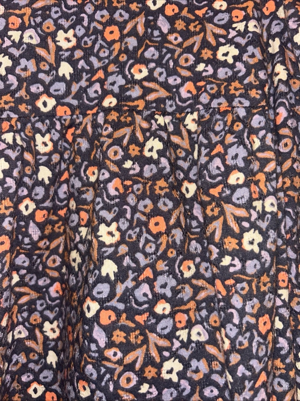 Universal Thread Navy Floral Baby Doll Blouse with Peach Accents - Picture 3 of 7